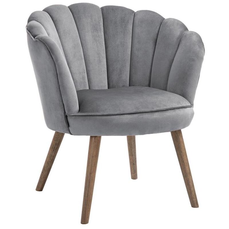 foto del prodotto maury s poltrona in velluto imbottita con schienale a conchiglia 66x72x79 cm grigio