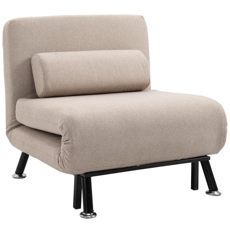 foto del prodotto maury s poltrona letto singolo con materasso e cuscino imbottito telaio in metallo beige