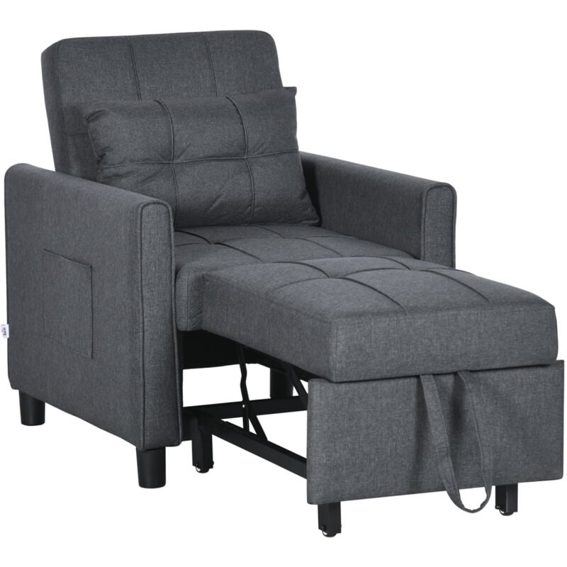 foto del prodotto maury s poltrona letto singolo reclinabile su 3 livelli con cuscino 69x82x85cm grigio