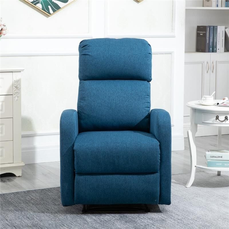 foto del prodotto maury s poltrona relax reclinabile manuale con poggiapiedi portata 125kg tessuto blu