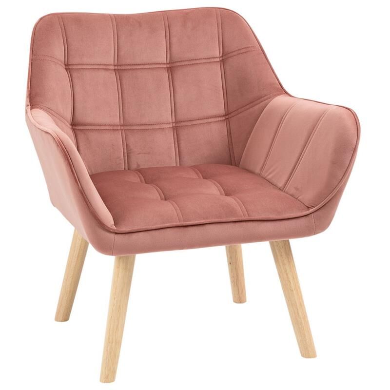 foto del prodotto maury s poltroncina stile nordico in legno ed effetto velluto rosa 68.5x61x72.5 cm