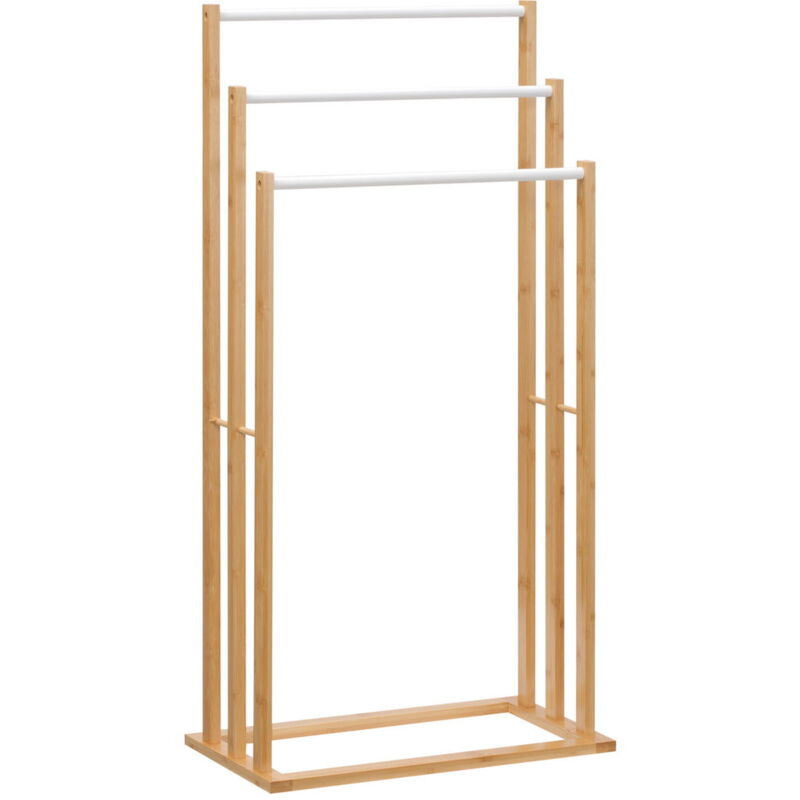 foto del prodotto maury's - portasciugamani a 3 sbarre in bambù design leggero e portatile 48x25.8x94 cm
