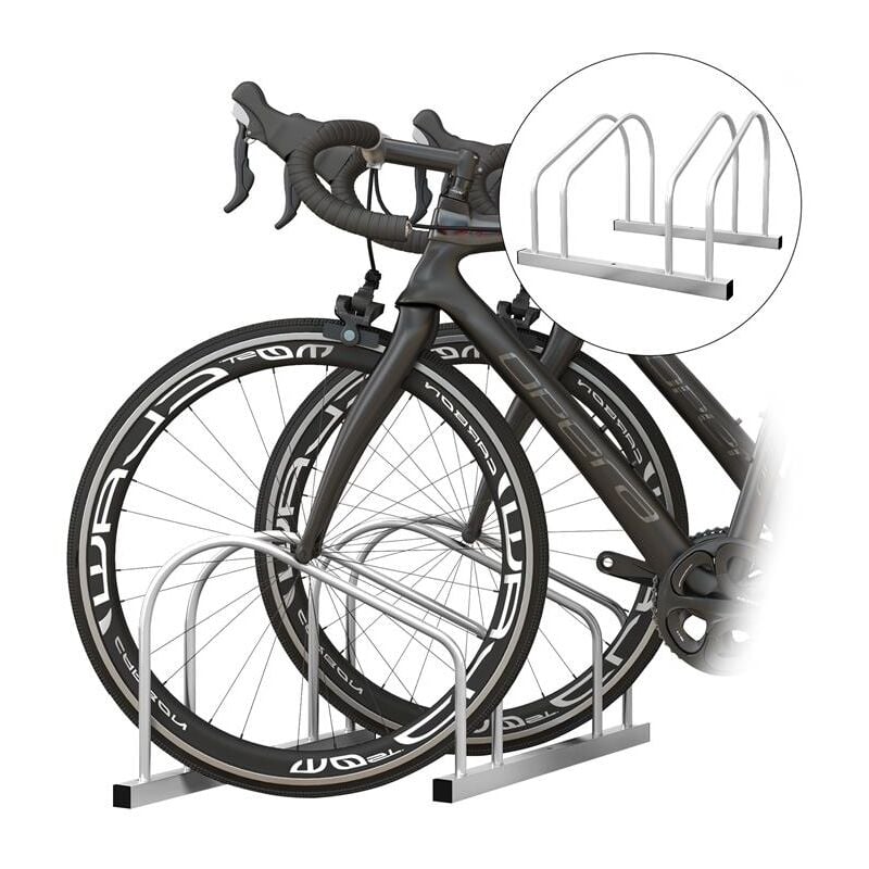foto del prodotto maury s rastrelliera per 2 biciclette in acciaio con posizione regolabile. 50x34x27.5 cm. argento