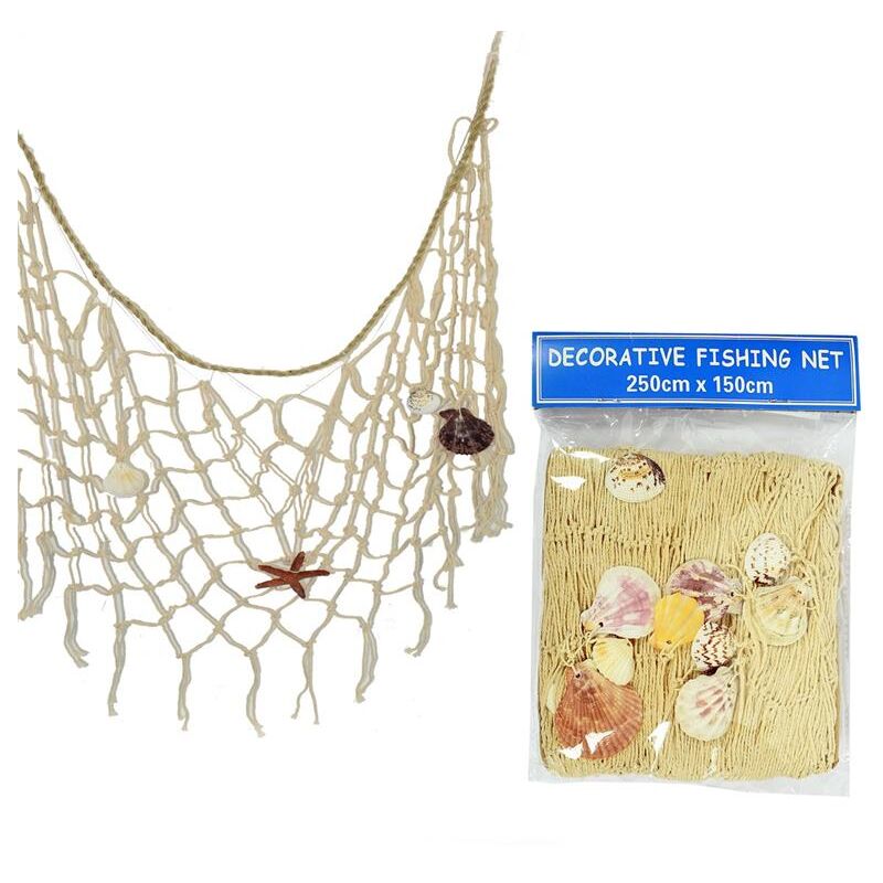 foto del prodotto maury s rete decorativa linea marina con conchiglie 250 x 150 cm