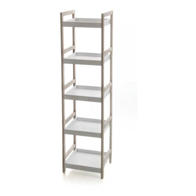 foto del prodotto maury s scaffale in legno bianco da bagno con 5 ripiani 33x30x130 cm