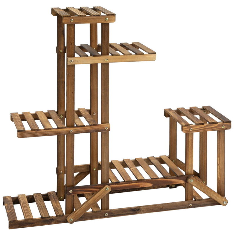 foto del prodotto maury s scaffale porta piante asimmetrico a 6 livelli per giardino e casa in legno, 98x28x96.5 cm