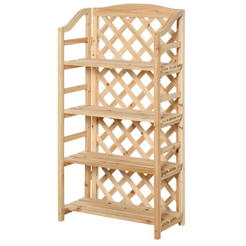foto del prodotto maury s scaffale portapiante pieghevole con 4 mensole regolabili in legno