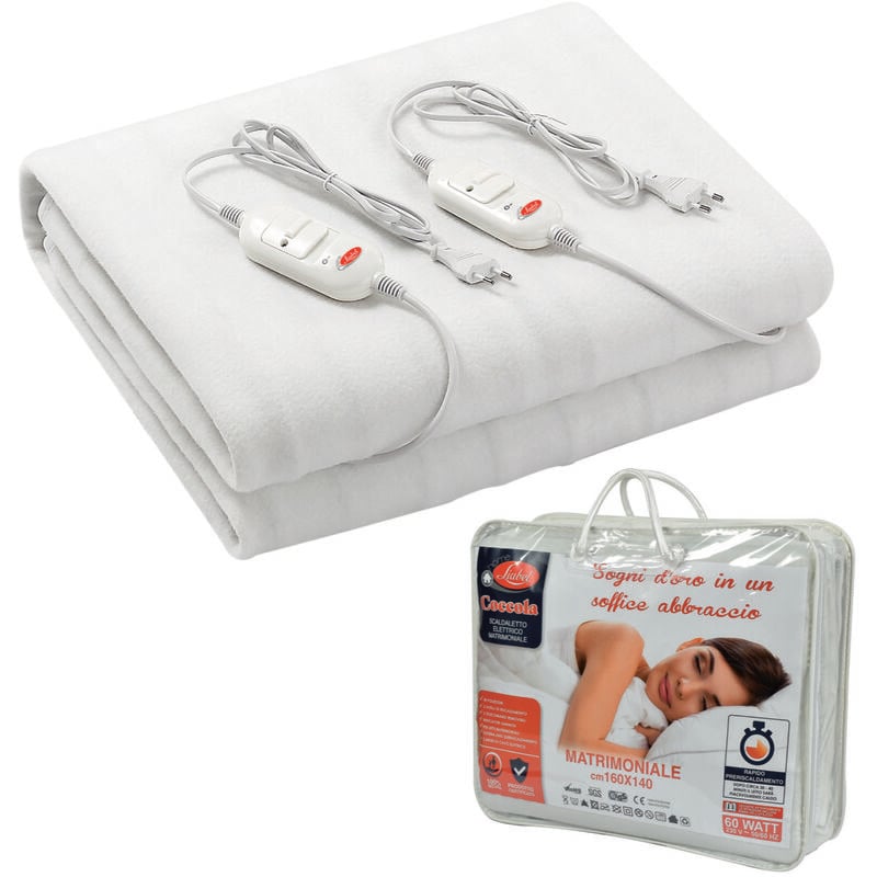 foto del prodotto maury s scaldaletto elettrico matrimoniale 160x140 cm potenza 60 watt 2 telecomandi removibili 2 livelli di riscaldamento lavabile in lavatrice