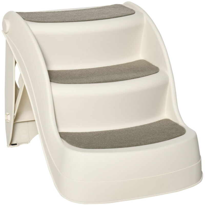 foto del prodotto maury s scaletta per cani e gatti pieghevole con 3 gradini antiscivolo in pp, 49x38x38 cm, beige