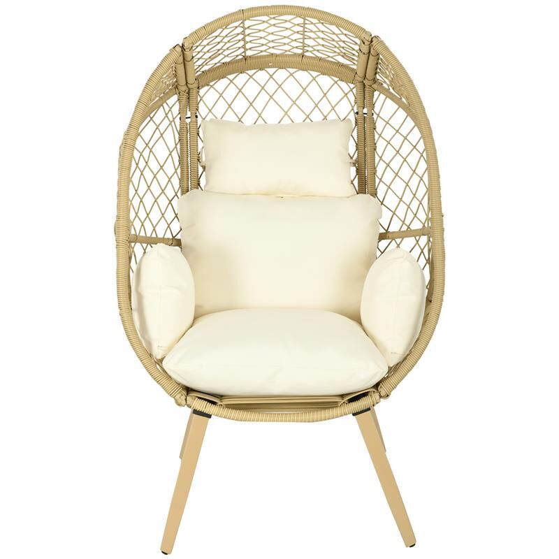 foto del prodotto maury s sedia da giardino a uovo in rattan pe e acciaio con seduta imbottita e poggiatesta. 88x85x143 cm