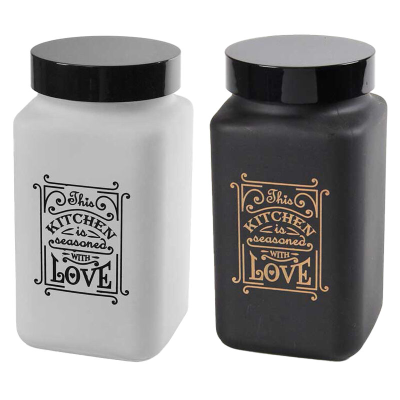 immagine 0 del prodotto maury s set 2 barattoli in vetro satinato con capienza da 2000 ml bianco e nero