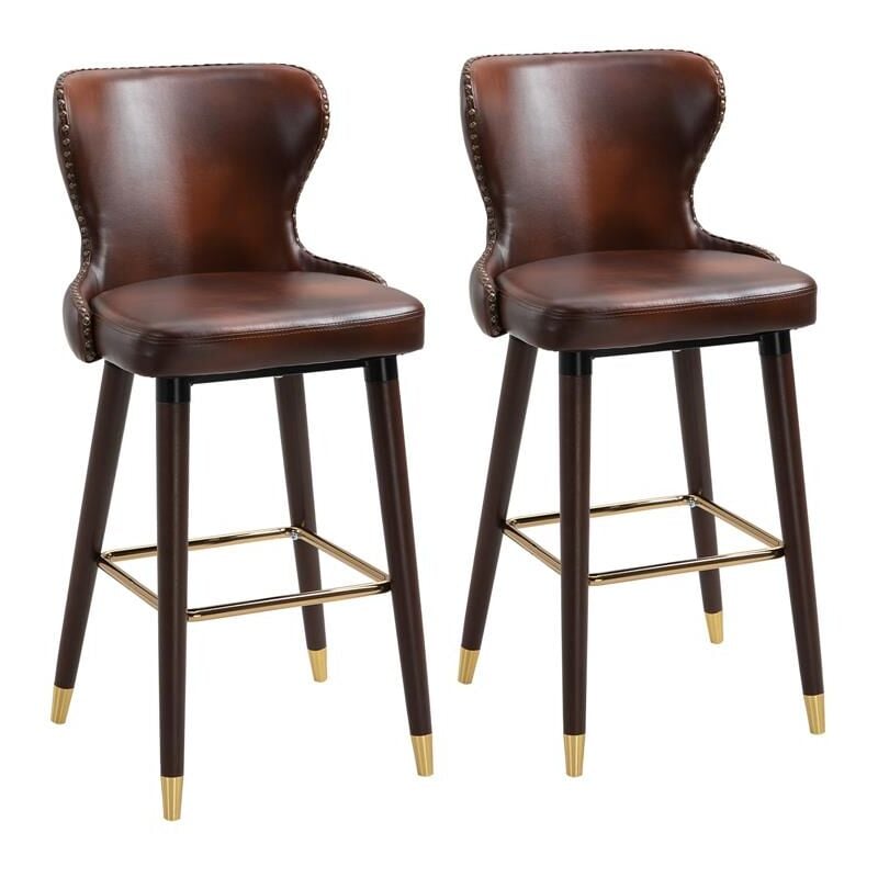 foto del prodotto maury's - set 2 sgabelli da bar alti imbottiti in stile industrial marrone e oro