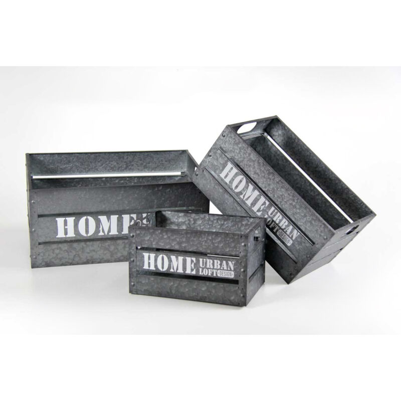 foto del prodotto maury's set 3 cassette phoenix metallo. grigio martellato differenti dimensioni