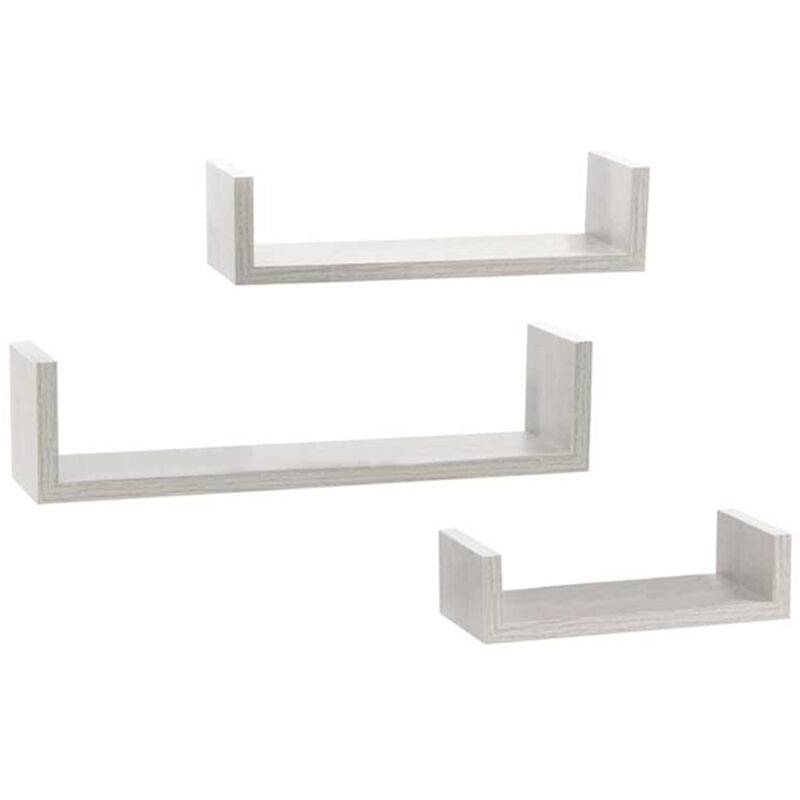 foto del prodotto maury s set 3 mensole lineari in differenti dimensioni con finitura bianco effetto legno