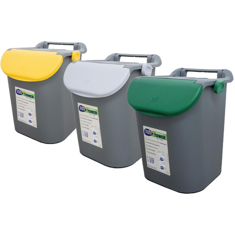 foto del prodotto maury s set 3 pattumiere con maniglione per raccolta capienza 30 lt 38x34xh42cm