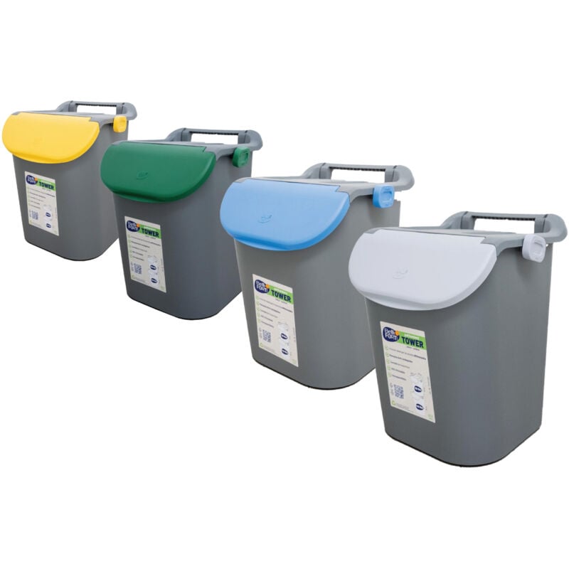 foto del prodotto maury s set 4 pattumiere con maniglione per raccolta capienza 30 lt 38x34xh42cm