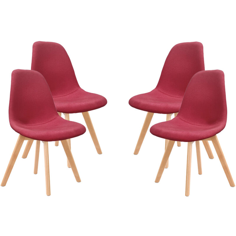 foto del prodotto maury s set 4 sedia da arredo con gambe in legno di colore red