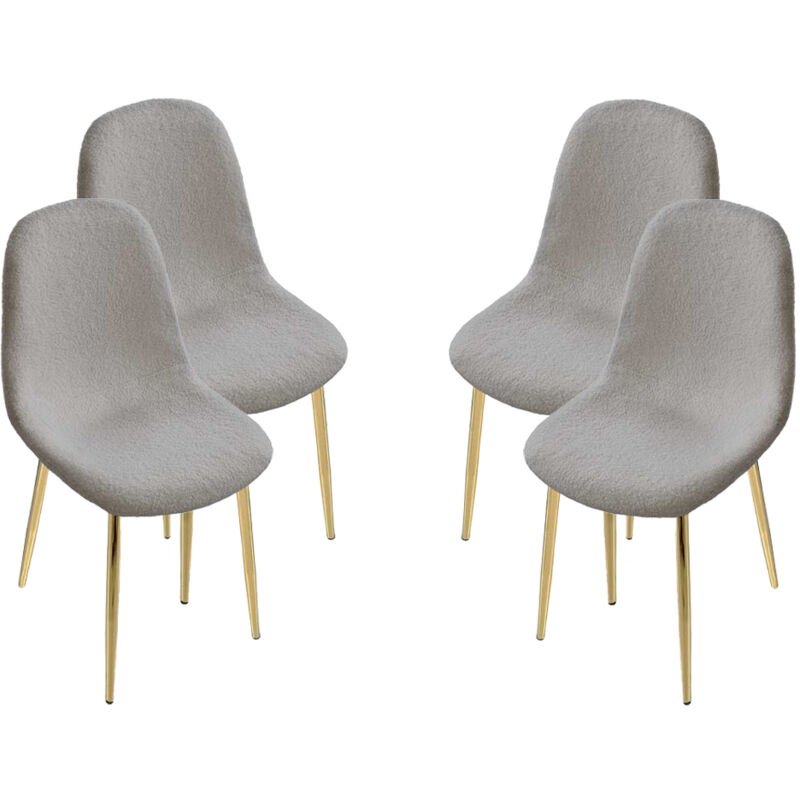 foto del prodotto maury s set 4 sedie imbottite teddy in tessuto grigio con gambe oro 44x48x88 cm