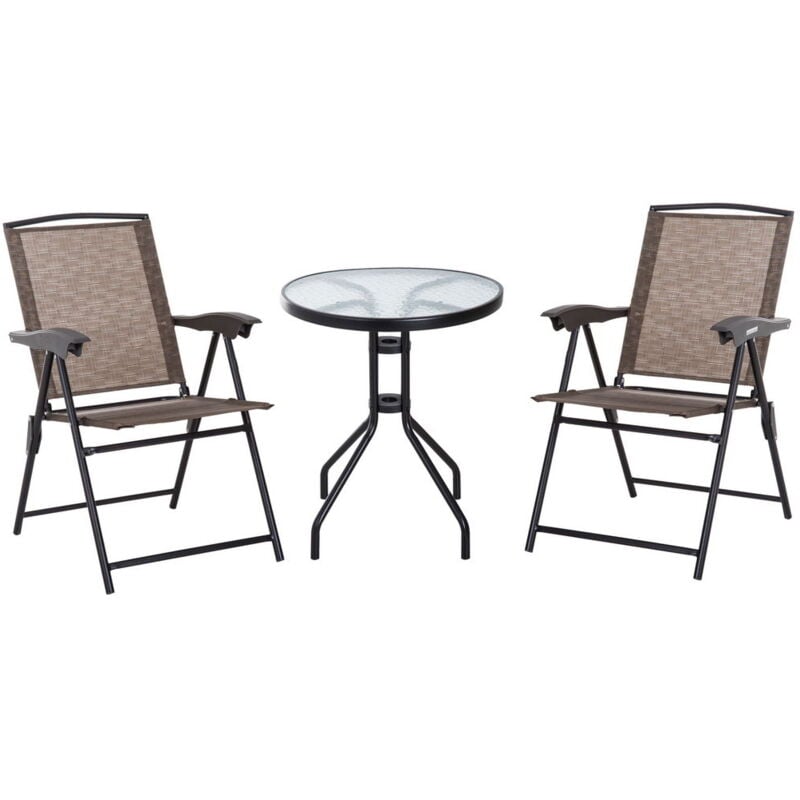 foto del prodotto maury's - set arredo per esterni con tavolino in vetro e sedie, marrone