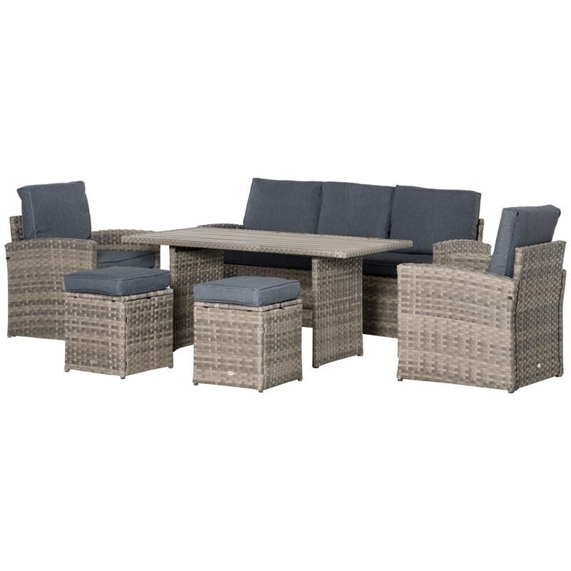foto del prodotto maury s set da giardino in rattan pe con divano 3 posti 2 poltrone 2 sgabelli e tavolo