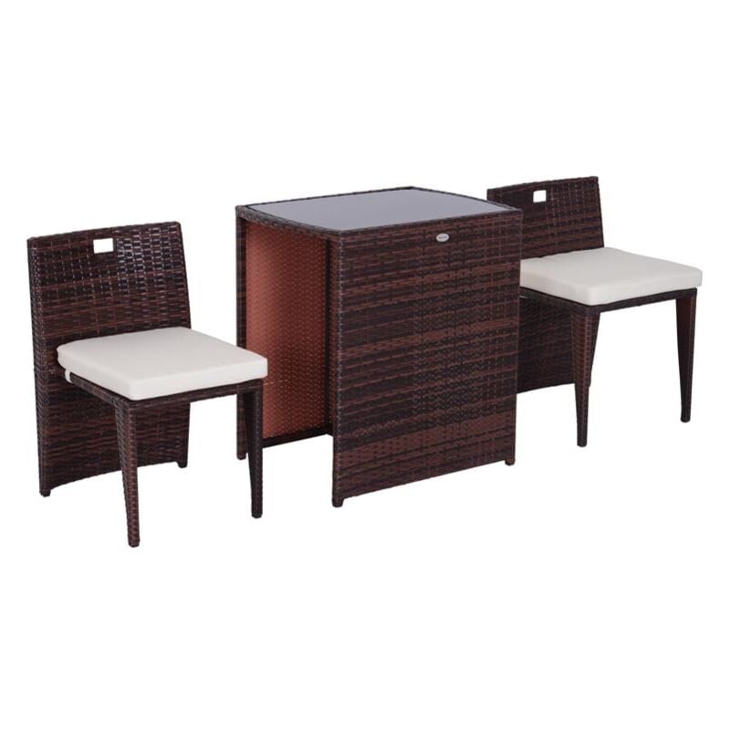 foto del prodotto maury's - set tavolino e sedia in rattan e ferro 3 pz con cuscino marrone e nero