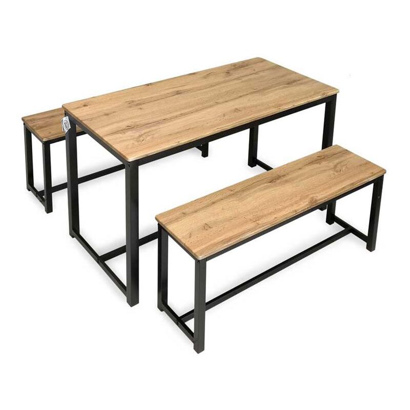 foto del prodotto maury s set tavolo con 2 panche in legno120x60x74 cm naturale
