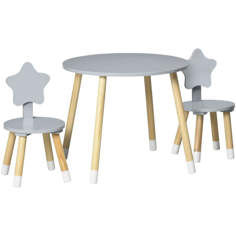 foto del prodotto maury s set tavolo con 2 sedie per bambini in legno et da 18 mesi a 4 anni grigio