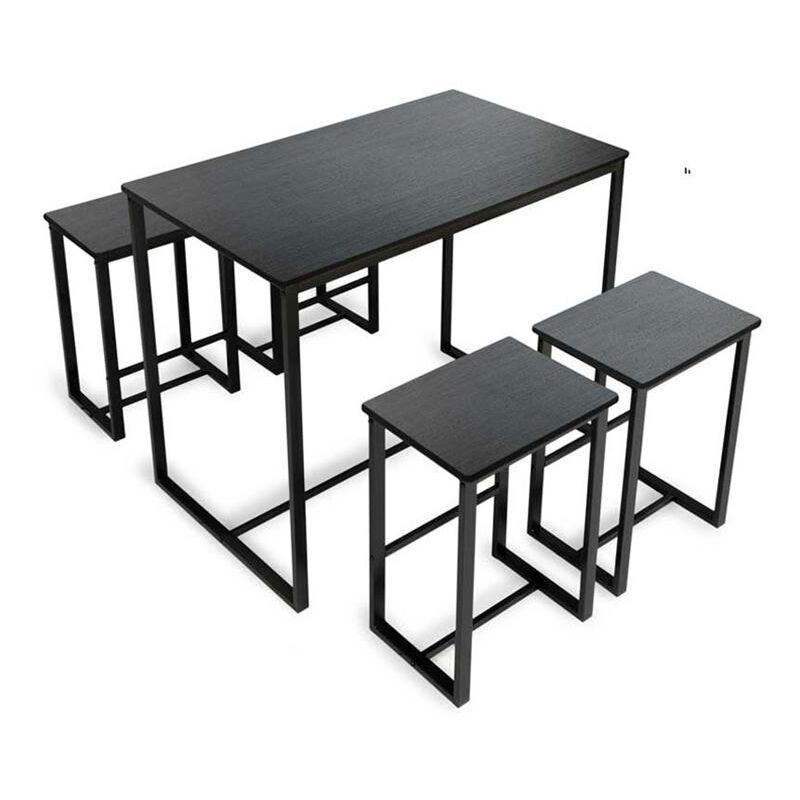 foto del prodotto maury s set tavolo con 4 sgabeli in legno100x60x87 cm nero