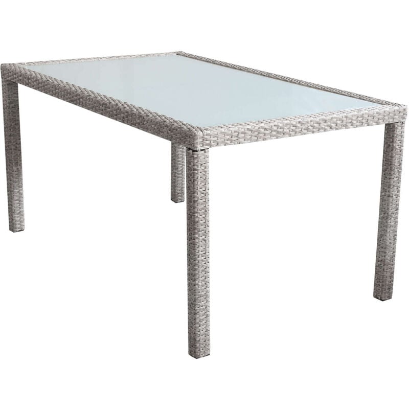 foto del prodotto maury s tavolo azore in acciaio e wicker grigio chiaro 150 x 90cm
