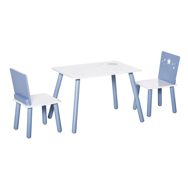 foto del prodotto maury s tavolo con sedie bambini e bambine 2 6 anni in legno azzurro e bianco