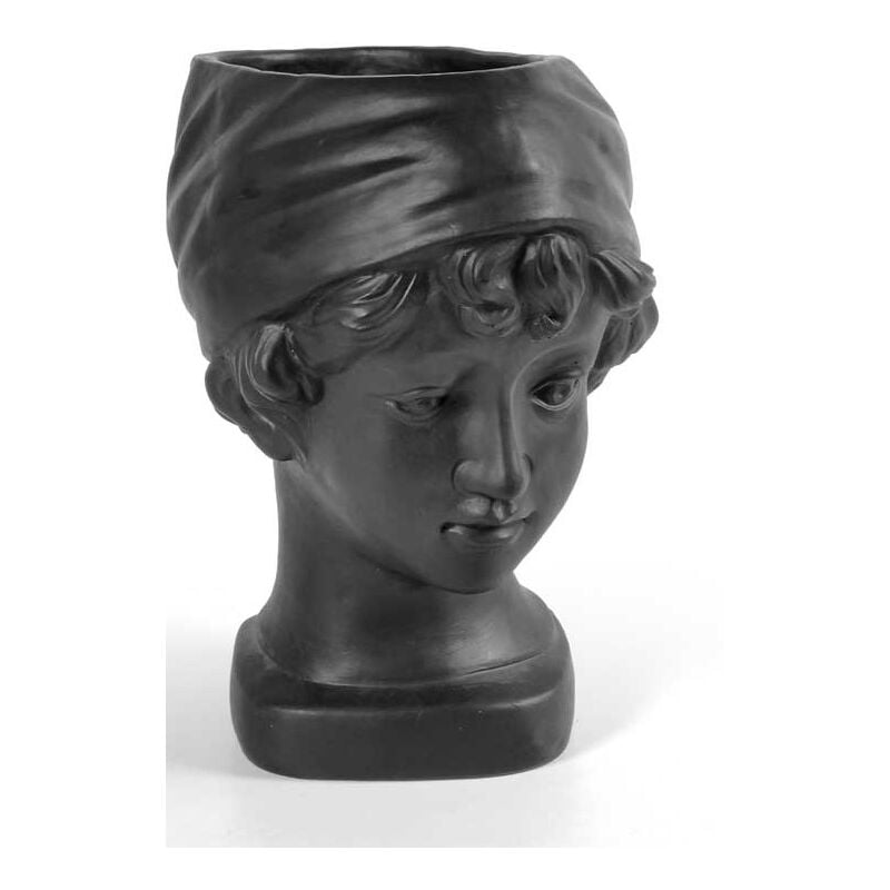 foto del prodotto maury s vaso porta piante design testa di donna base tonda 25x18x29 cm nero