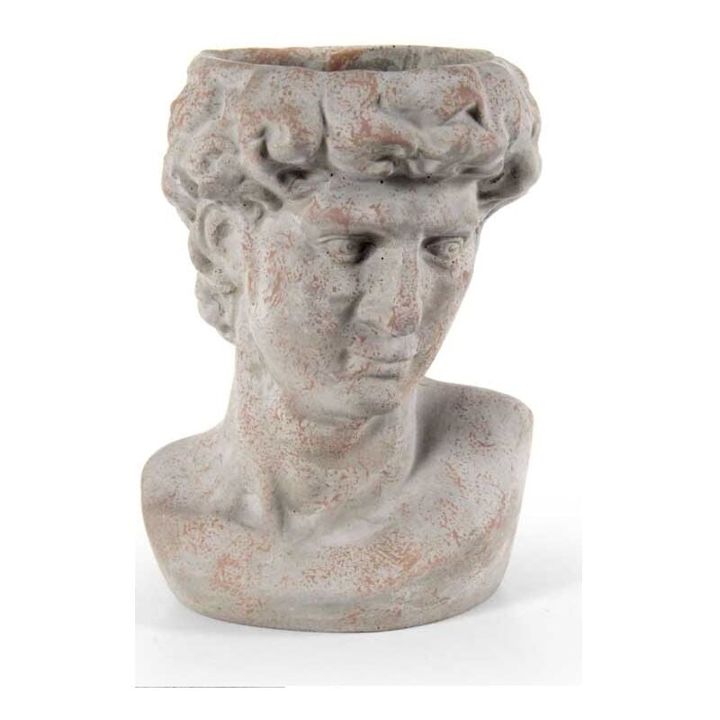 foto del prodotto maury s vaso porta piante design testa di uomo base tonda 19x19x29 cm grigio