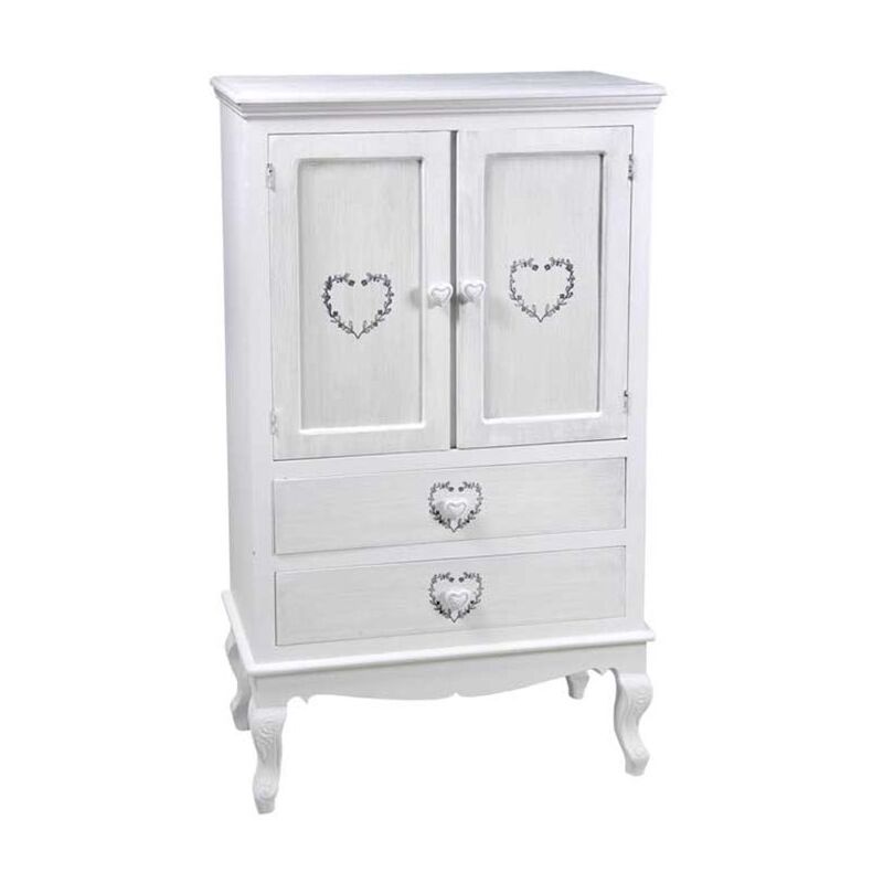 foto del prodotto maury s vincy mobile con 2 ante e 2 cassetti con design a cuore 70 x 35 x 120 cm