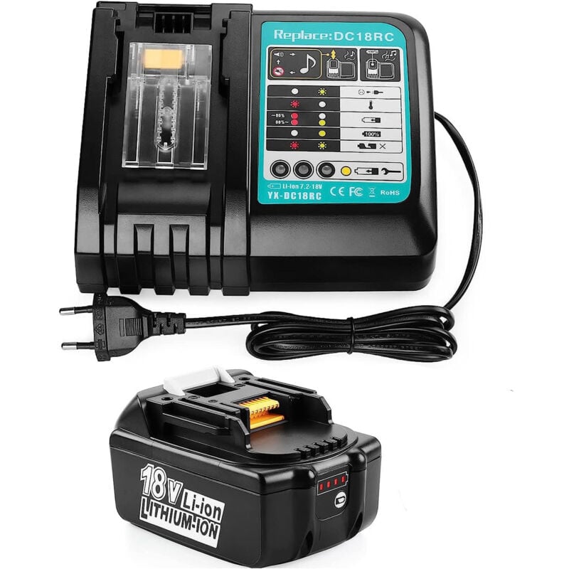 foto del prodotto mawiron batteria, 1x energup 18v 5.5ah batteria di ricambio per makita 18v batteria bl1850 bl1860 bl1840 bl1830 bl1820 bl1815, con indicatore