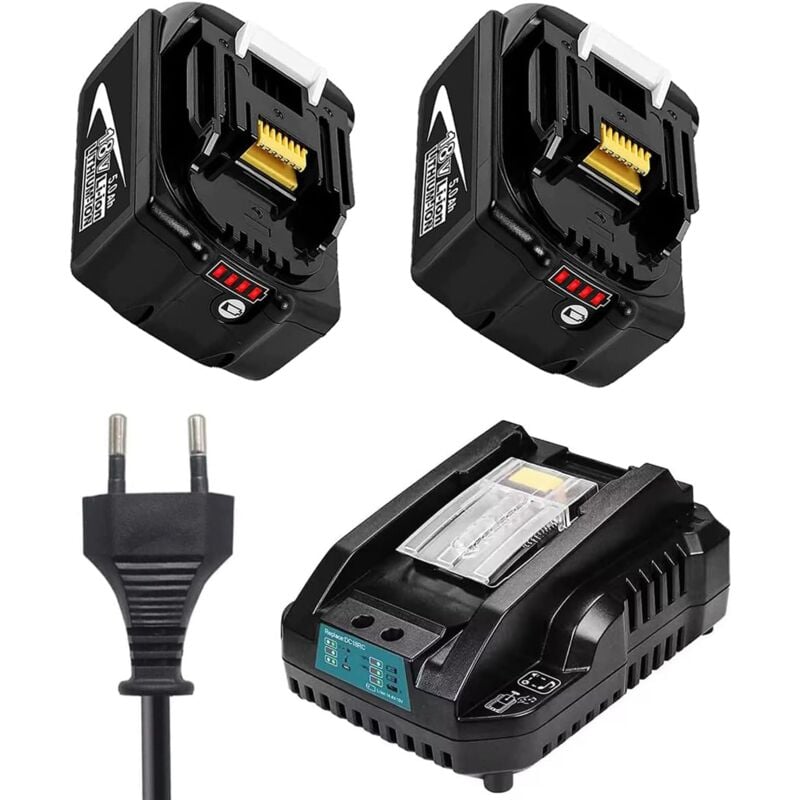 foto del prodotto mawiron batteria, 2 batterie di ricambio, mini caricatore bl1850 18v 5.5ah, compatibile con makita tools, radio sul posto dmr108 dmr110 dmr107