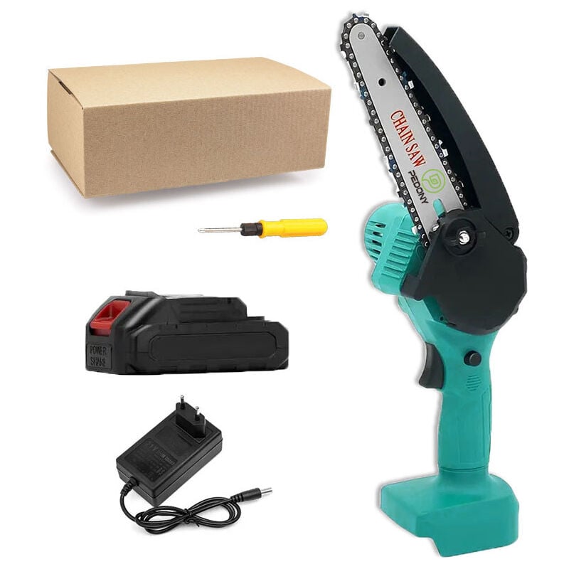 foto del prodotto mawiron motosega a batteria, motosega a batteria da 4 pollici, mini motosega elettrica portatile per rami di alberi, giardino batteria 