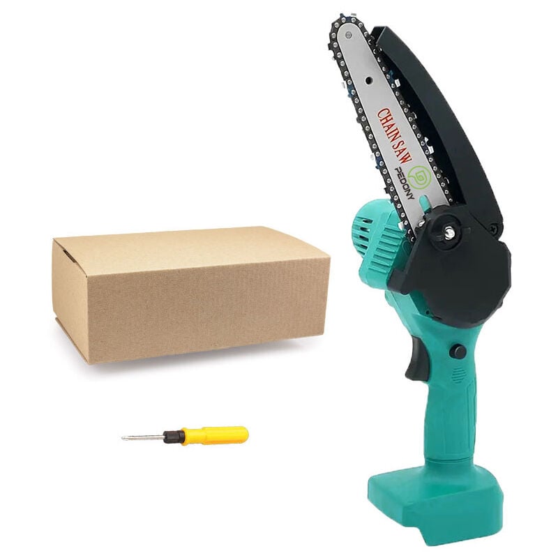 foto del prodotto mawiron motosega a batteria, motosega a batteria da 4 pollici, mini motosega elettrica portatile senza batteria per rami, cortili, case e