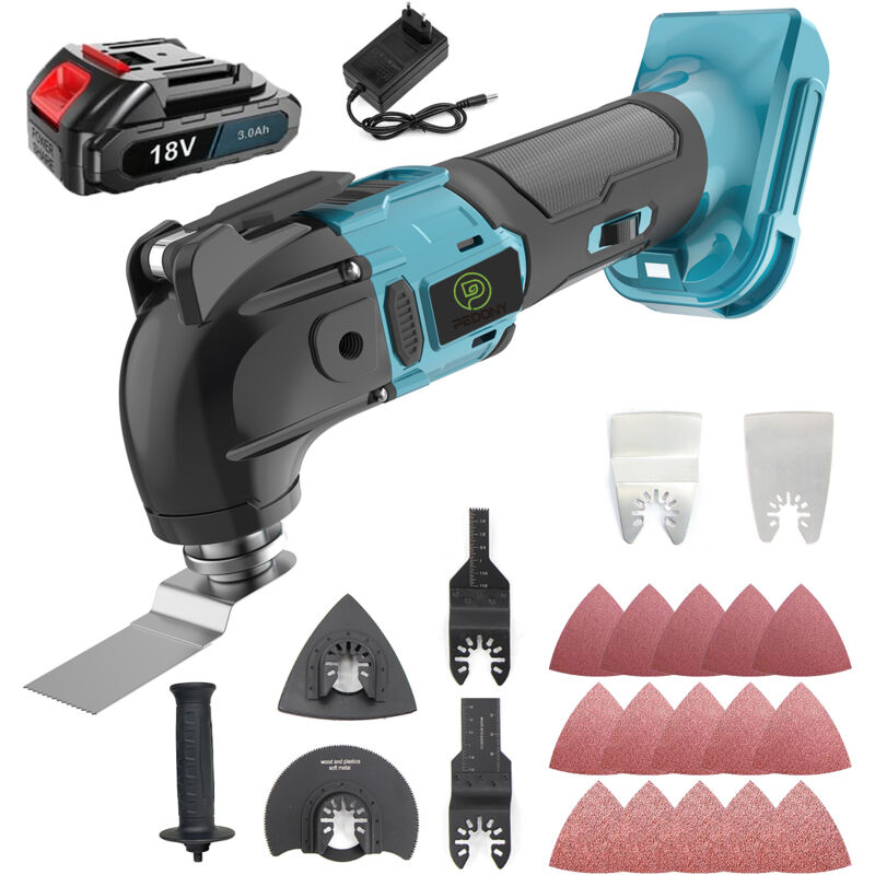 foto del prodotto mawiron multi utensili oscillanti, cordless brushless oscillante multi utensile levigatrice raschietto sega 6 velocit 22 pezzi di accessori e 2