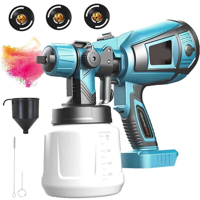 foto del prodotto mawiron pistola a spruzzo, pistola a spruzzo ad alta pressione cordless 1000ml, pistola a spruzzo ad aria nuda senza batteria, compatibile con la
