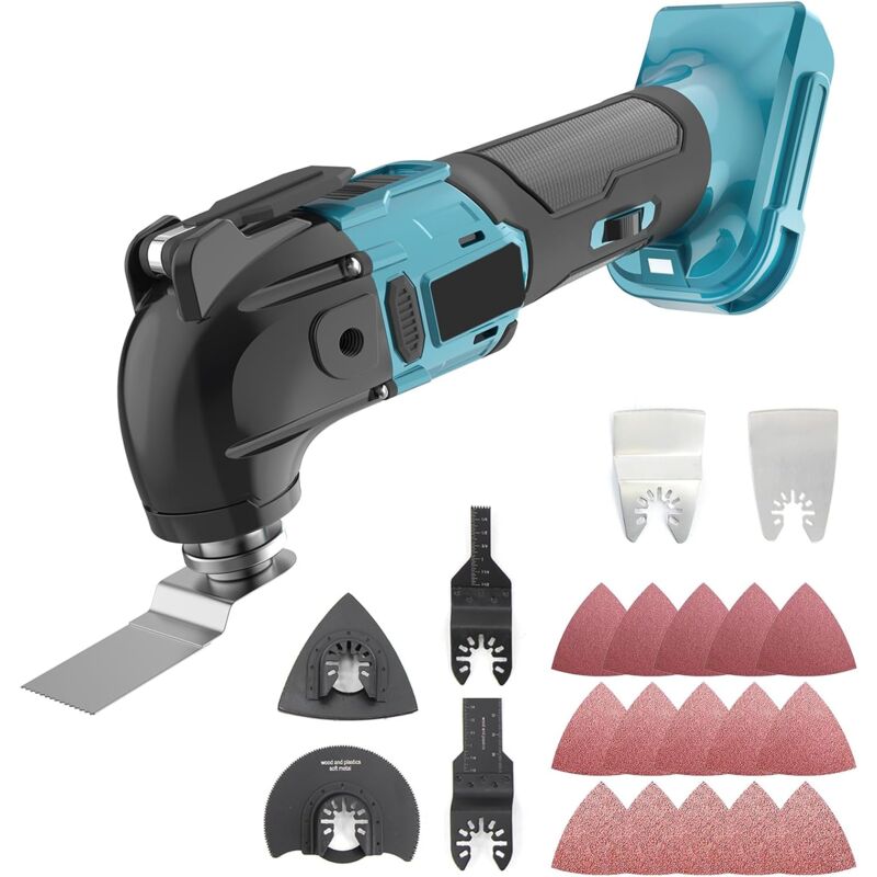 foto del prodotto mawiron strumento multifunzione, altalena a batteria, senza fissaggio, 6 ingranaggi, 22 accessori, utilizzato per smontaggio, raschiatura, taglio