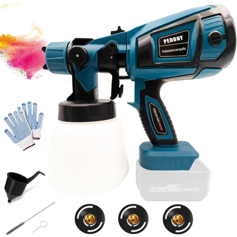 foto del prodotto mawiron verniciatrice a batteria peony hvlp verniciatrice a 3 ugelli, contenitore 900ml, per spruzzare pareti, soffitti, mobili, recinzioni da