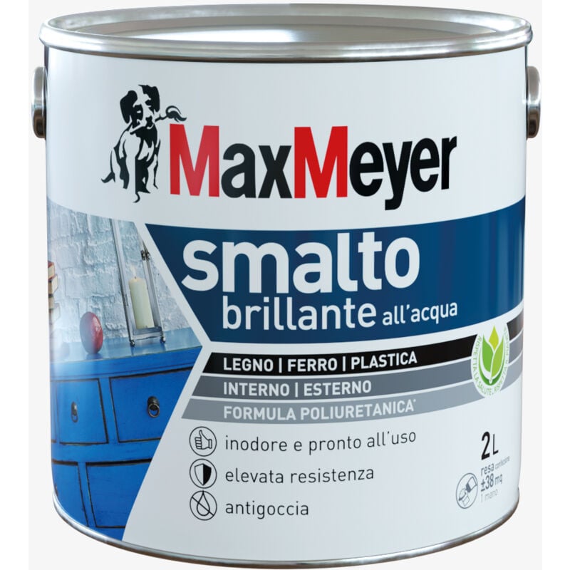 foto del prodotto max meyer maxmeyer smalto all acqua poliuretanico brillante, bianco, 2l