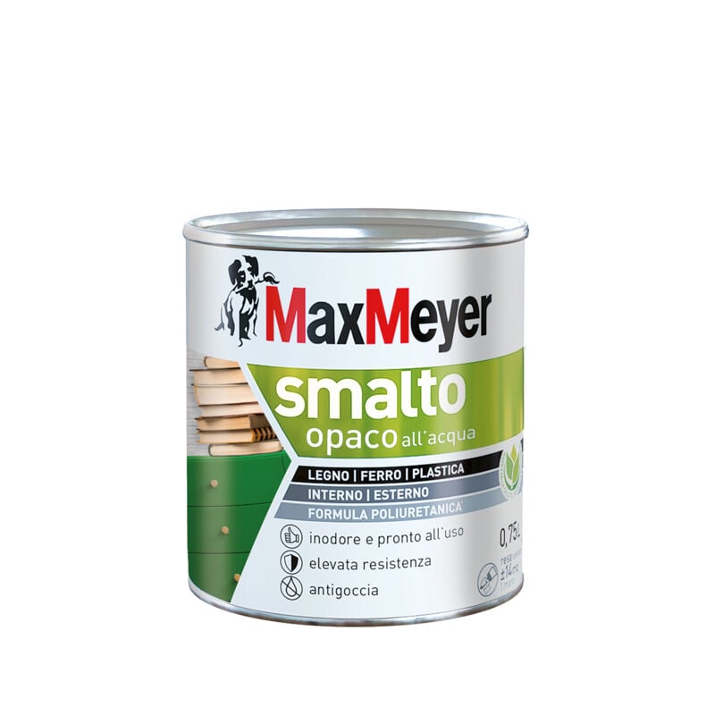 foto del prodotto max meyer maxmeyer smalto all acqua poliuretanico con finitura opaca, nero, 0.75l