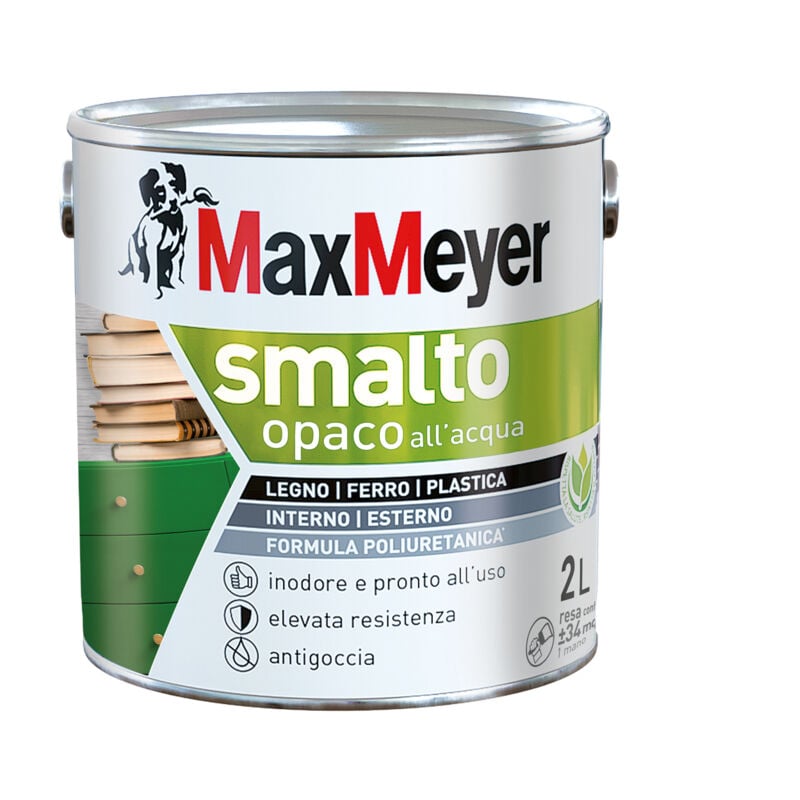 foto del prodotto max meyer maxmeyer smalto all acqua poliuretanico con finitura opaca, nero, 2l