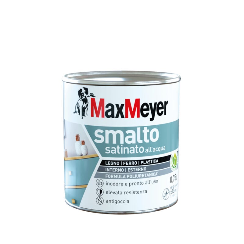 foto del prodotto max meyer maxmeyer smalto all acqua poliuretanico effetto satinato, nero, 0.75l