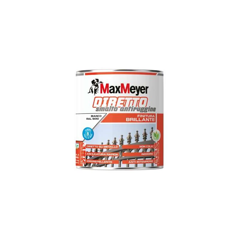 foto del prodotto max meyer maxmeyer smalto antiruggine diretto brillante bianco ral 9010 0,75l