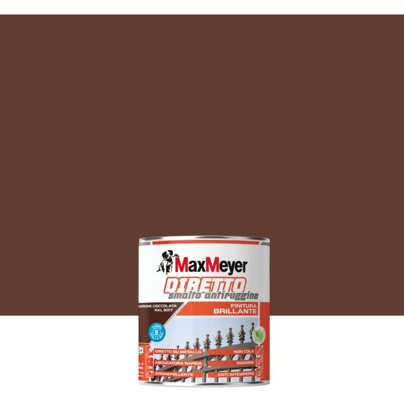 foto del prodotto max meyer maxmeyer smalto antiruggine diretto brillante marrone cioccolato ral 8017 0,75l