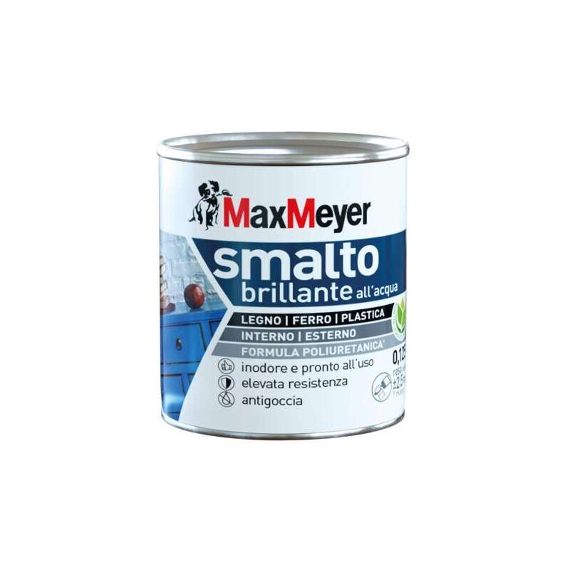 foto del prodotto max meyer maxmeyer smalto brillante bianco poliuretanico 0,125 l