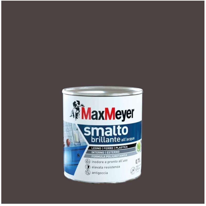 foto del prodotto max meyer maxmeyer smalto poliuretanico brillante all acqua marrone 0,75 l