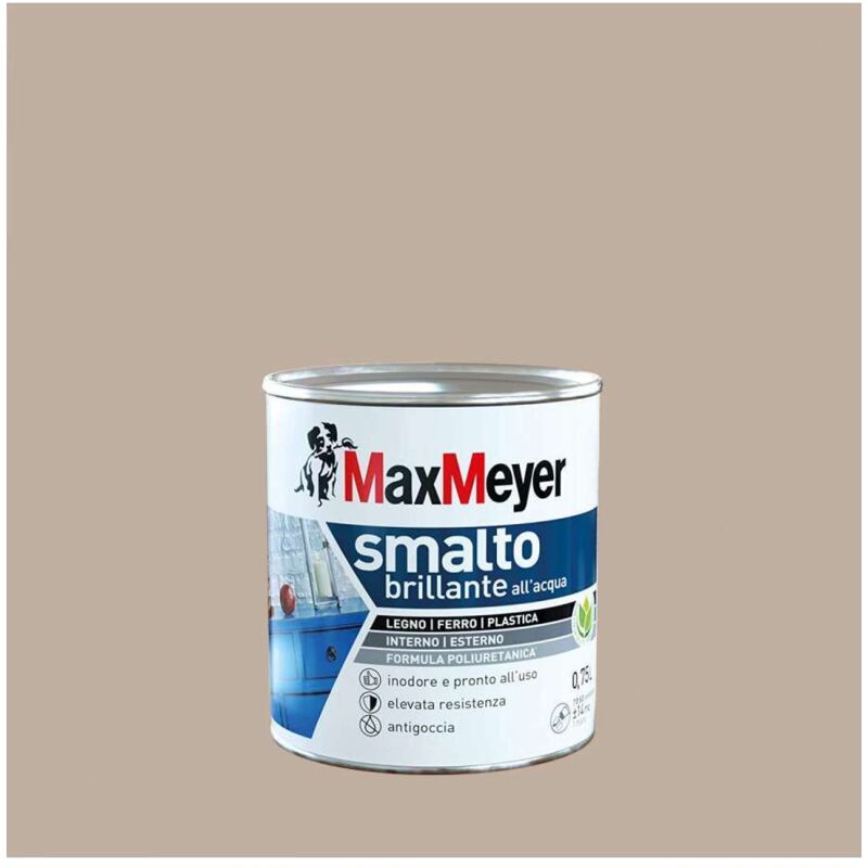 foto del prodotto max meyer maxmeyer smalto poliuretanico brillante all acqua tortora 0,75 l